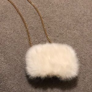 Faux fur zara chain purse